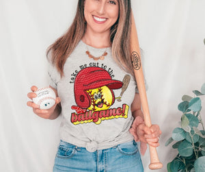 Take me out to the Ballgame - Softball (red)- DTF