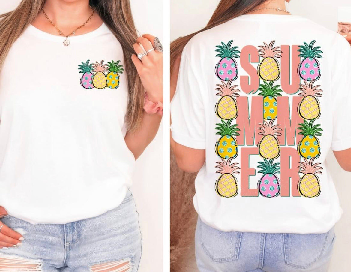 Summer Pineapple (2-in-1, front/back design) - DTF