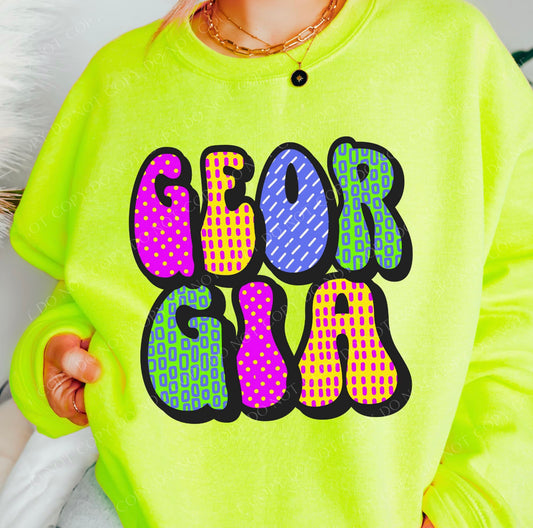 Georgia Neon pattern state - DTF