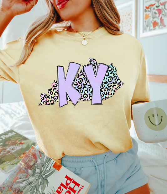 KY pastel leopard state (Kentucky) - DTF